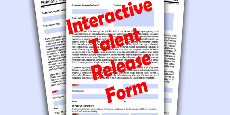 Talent Release and Consent Form Interactive Applaudable Media