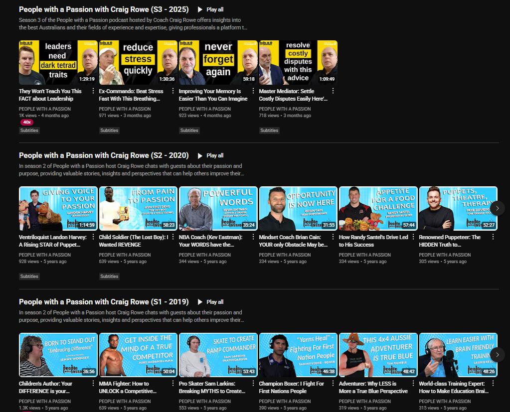 People with a Passion YouTube Channel Thumbnails